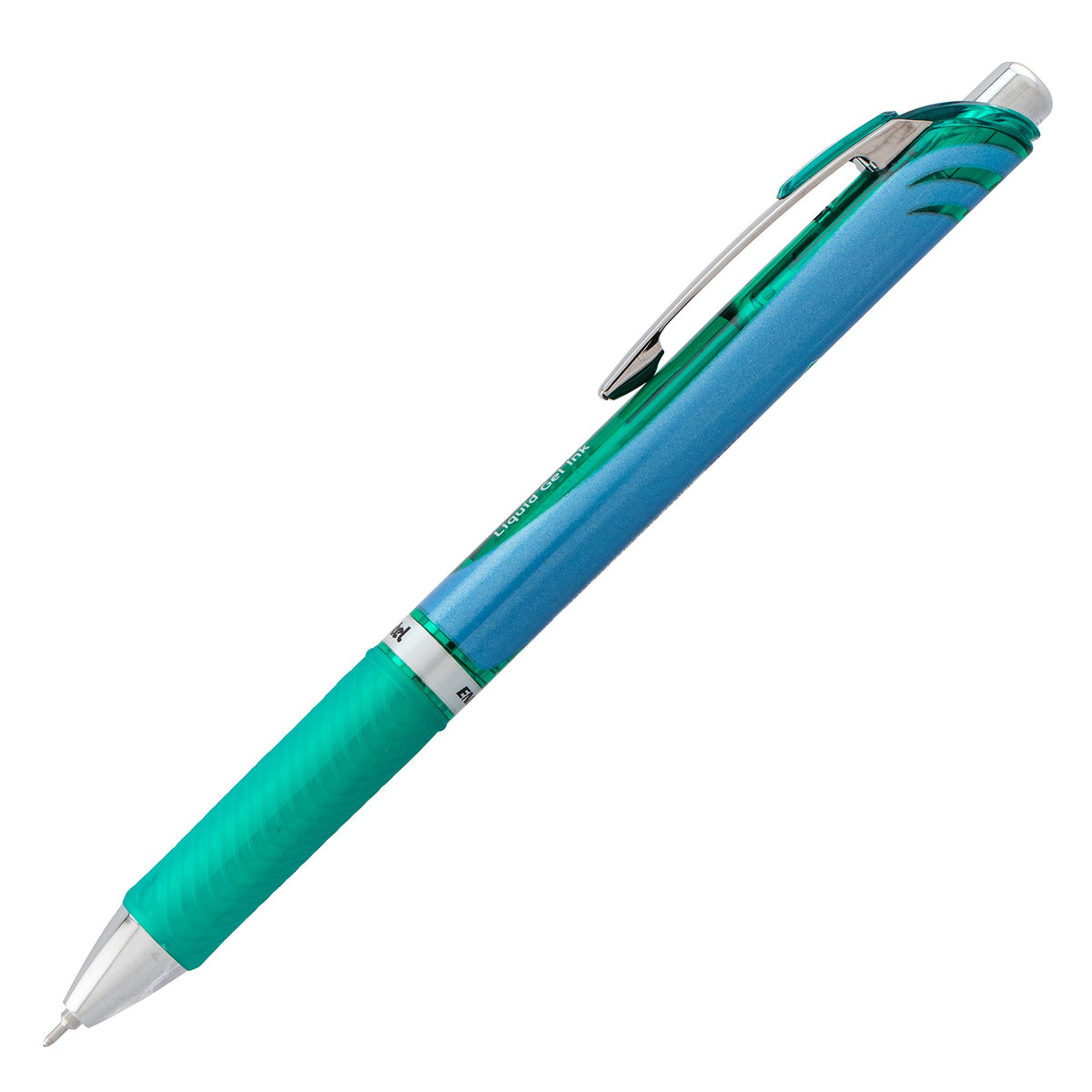 Pentel EnerGel Deluxe RTX Retractable Liquid Gel Pen, Fine Line, Needle Tip, Green Ink, Box of 12
