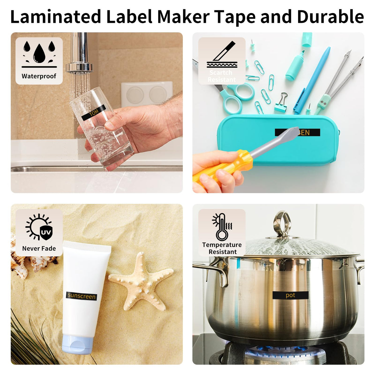 Replacement for Brother P Touch Label Maker Tape Gold on Black 12mm 0.47"