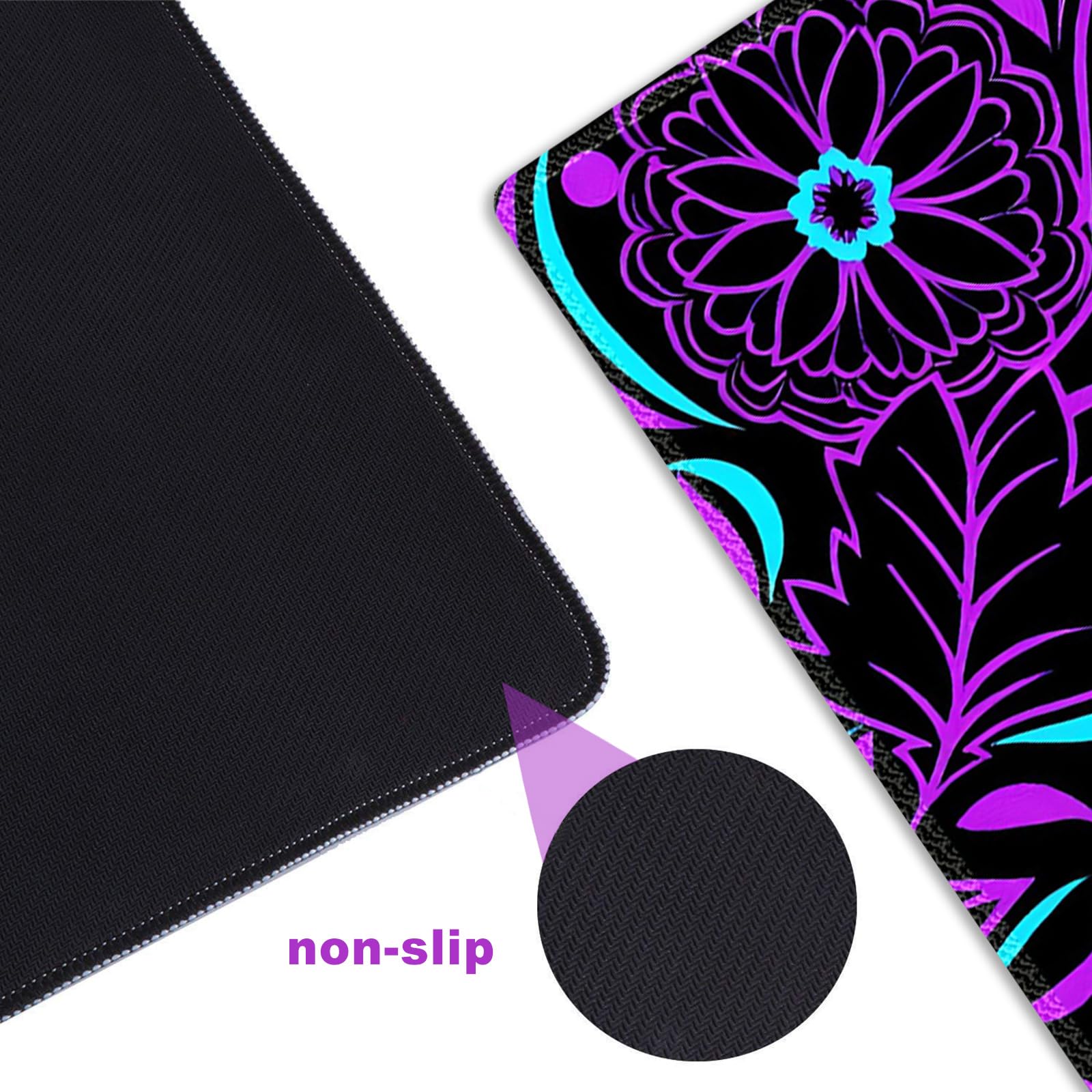 ARTSO Purple Large Gaming Mouse Pad with Stitched Edges, 35.4" x 15.7" Large Extended Computer Pad