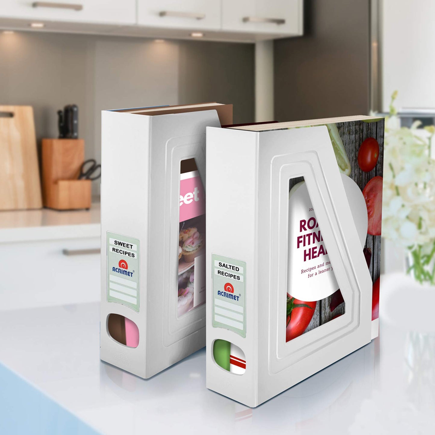 Acrimet Magazine File Holder, Vertical Desk Organizer, White, 2 Pack