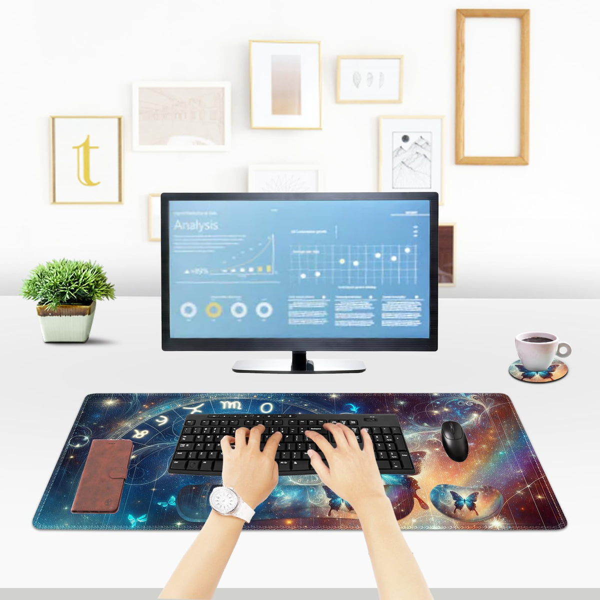 ToLuLu Large Mouse Pad Desk Pad Set, Wrist Rest Support Desk Mat for Keyboard and Mouse, 4PCS