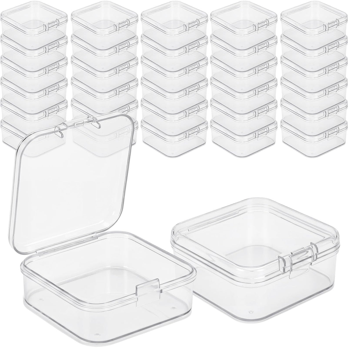 Jetec 30 Pieces Small Clear Plastic Storage Box, 2.9 x 2.9 x 1 Inch