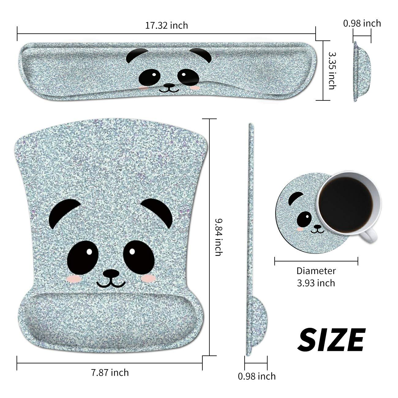 Mouse Pad Wrist Rest Support Set Keyboard Wrist Rest Pad Panda Ergonomic Mousepad Memory Foam