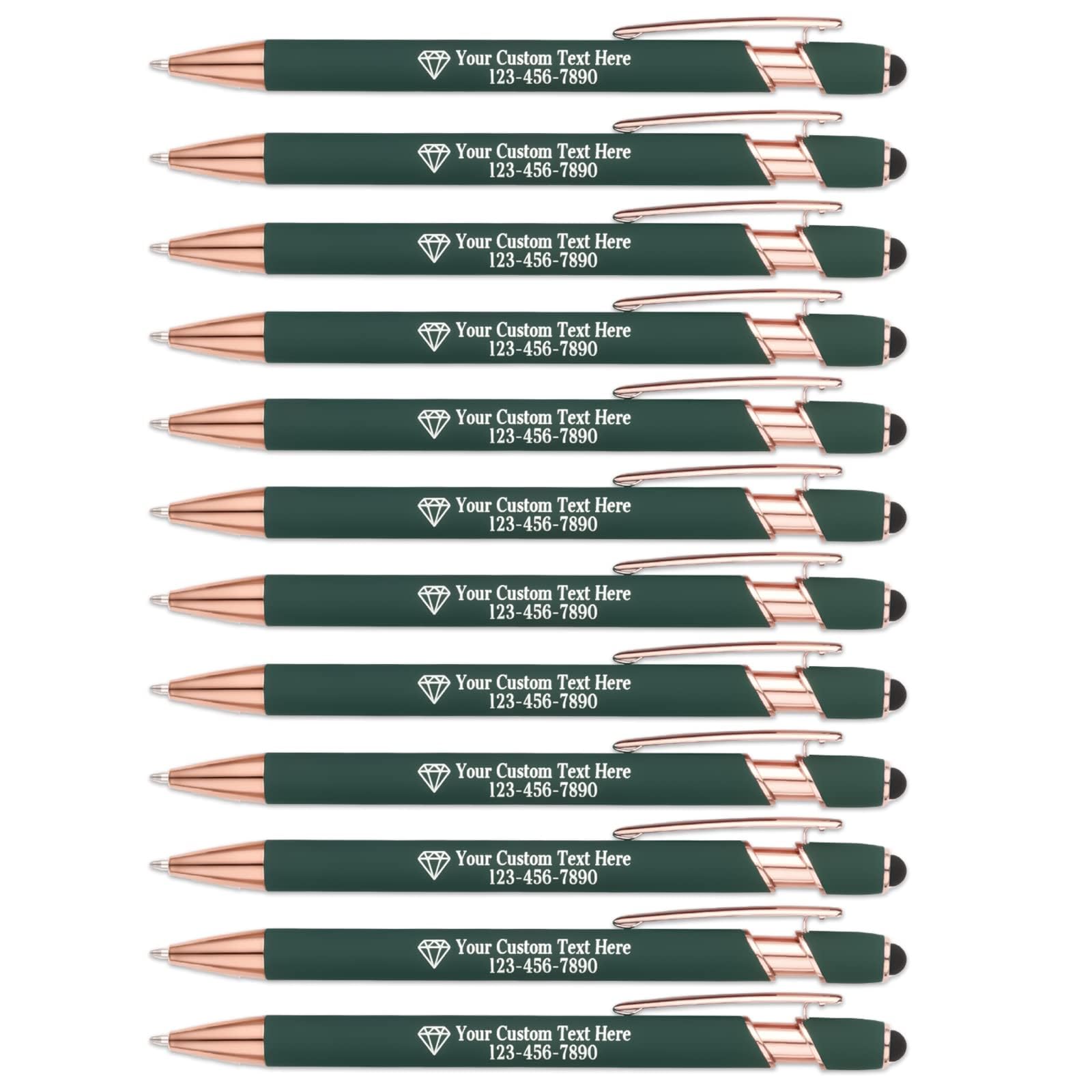 NGTSFLY 12 pcs Personalized Pens with Name or Logo Black Ink Custom Ballpoint Pen with Free