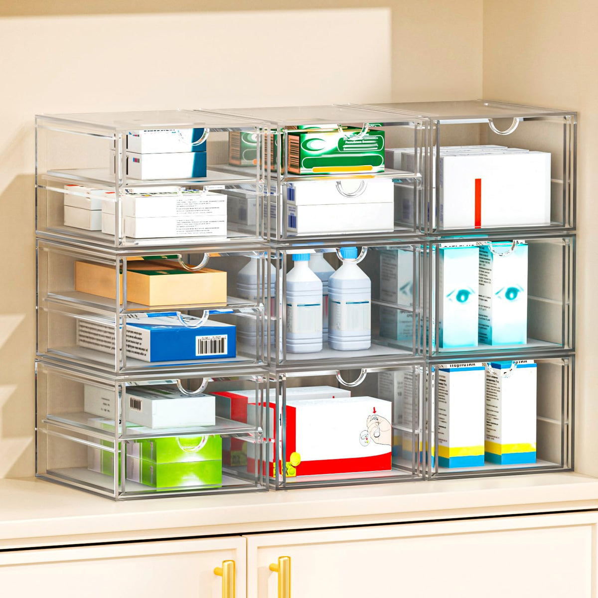 caktraie 4-Drawer Acrylic Storage Organizer for Desk, Crafts,Vanity