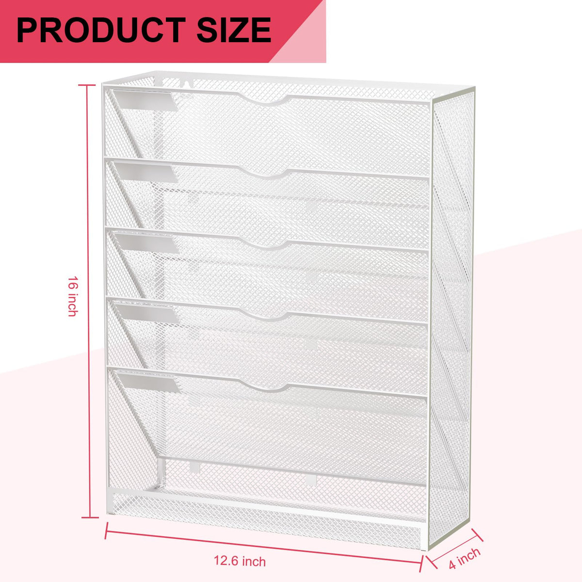 GDINDINFAN Hanging Wall File Organizer 6 Tier Wall Mounted File Holder Document Wall Organizer
