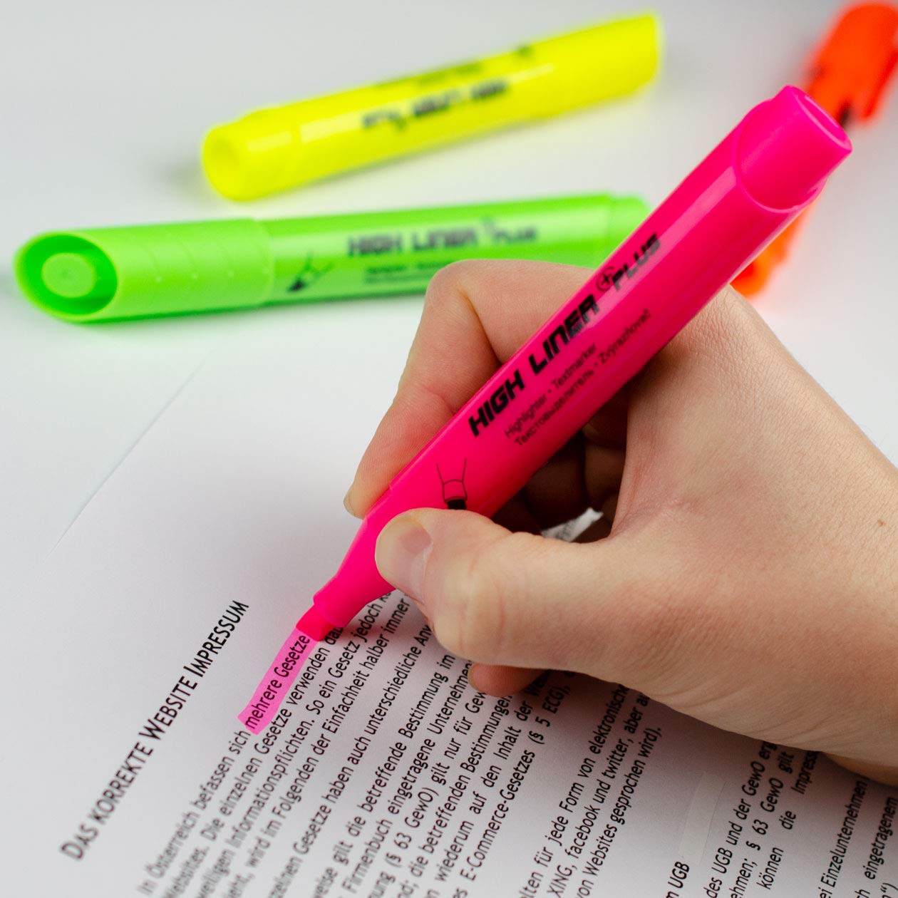 Kores - Fluorescent Highlighter Pen - High Liner Plus, Fluorescent, Water Based-Ink Highlighter Pen
