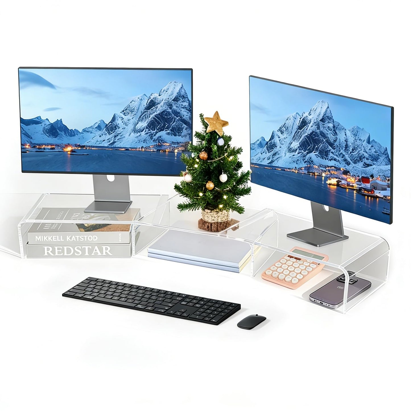 LEKETREE Acrylic Monitor Stand , Clear Monitor Stand for Desk, Computer Accessories for Home