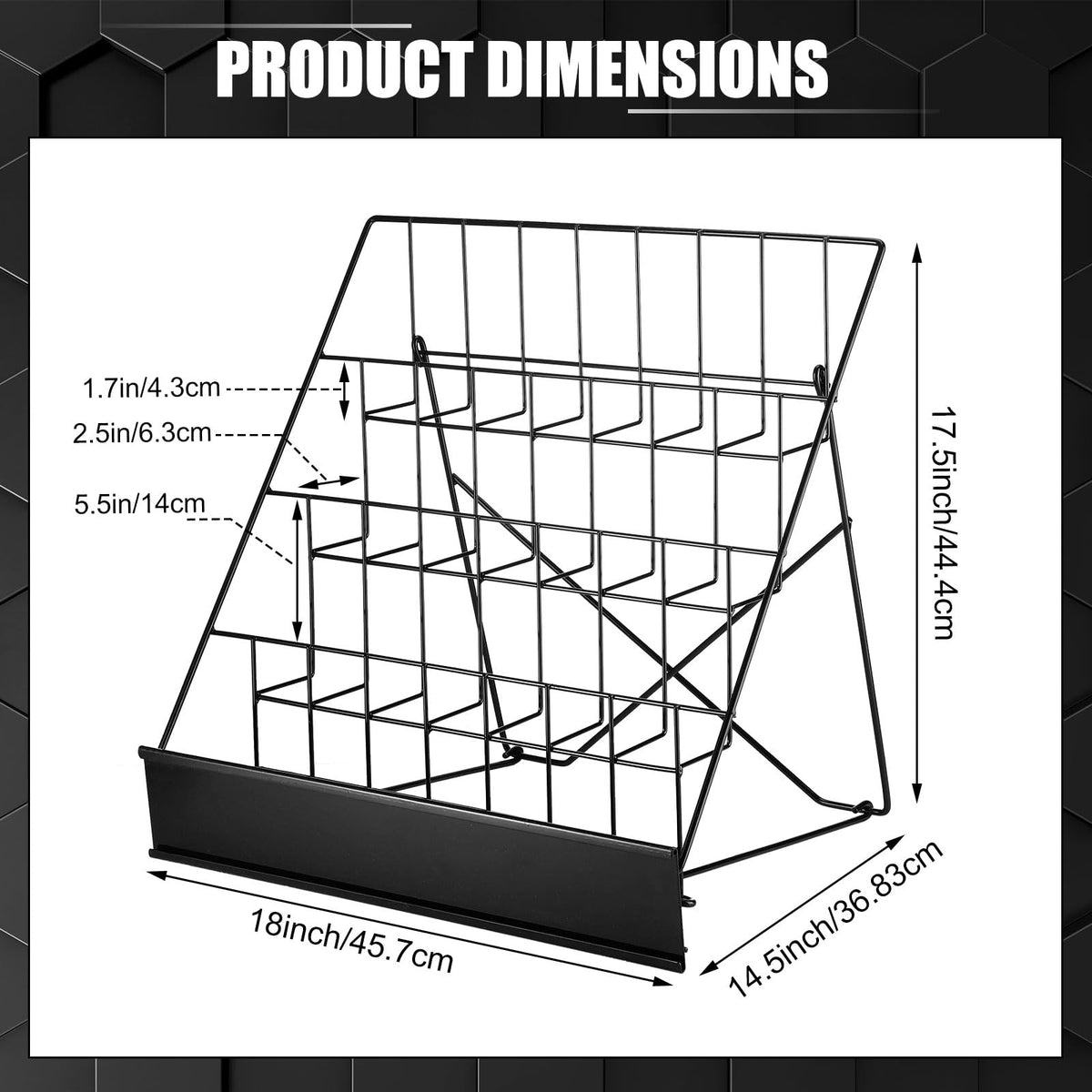 Sintuff Book Display Rack 4-tiered Stand 18" Comic Book Display Rack, Black