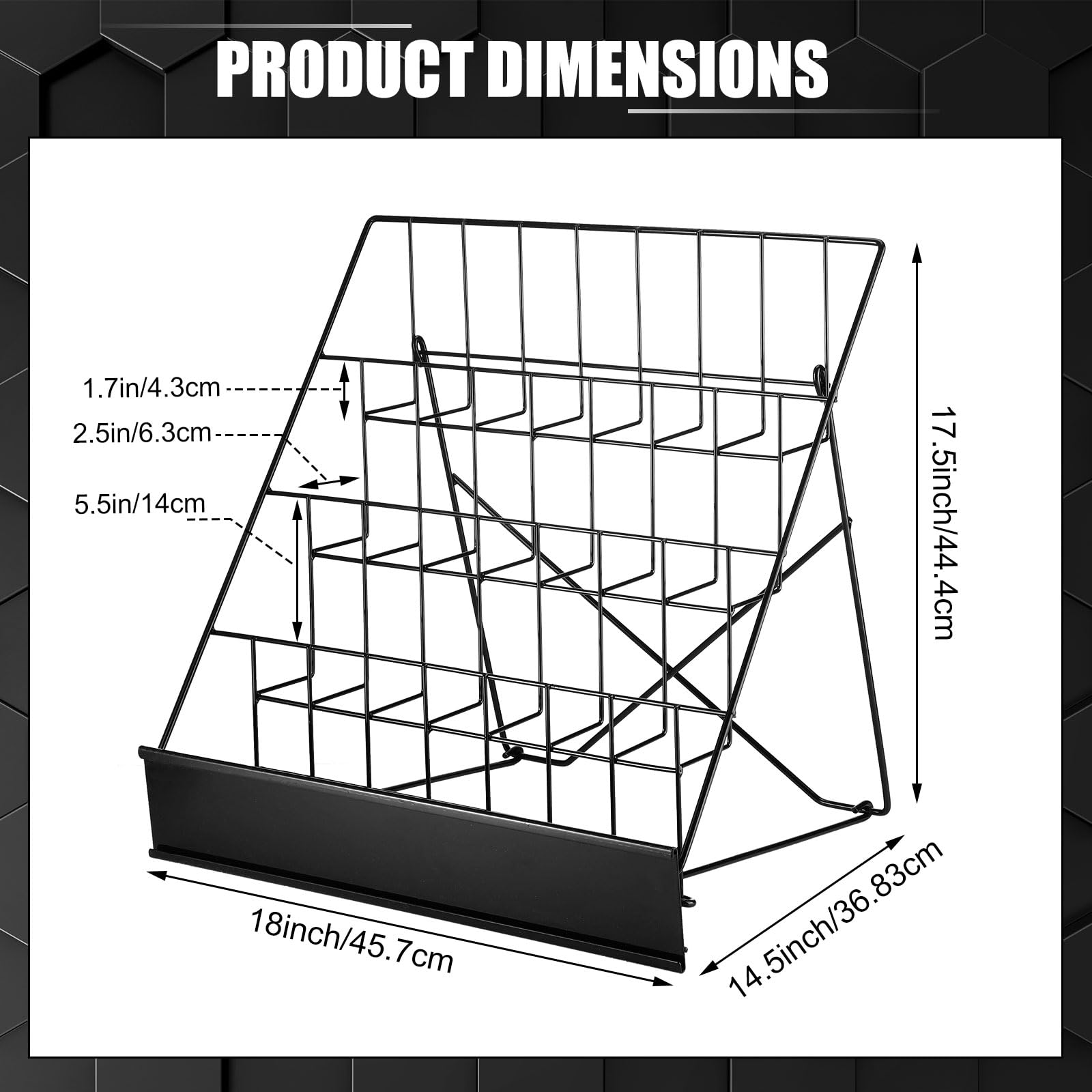 Sintuff Book Display Rack 4-tiered Stand 18" Comic Book Display Rack, Black