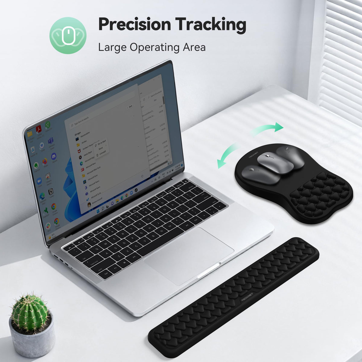 TECKNET Keyboard Wrist Rest and Mouse Pad 2 in 1 Set with Wrist Support