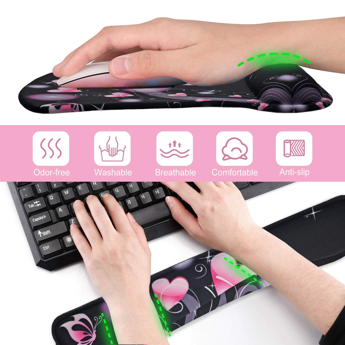 ToLuLu Keyboard Wrist Rest Pad Ergonomic Mouse Pad Set, Cute Mousepad