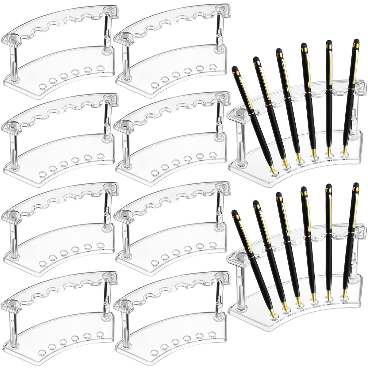 Chinco 10 Pieces Plastic Pen Holder Clear Display Stand 6-slots Display Stand Eyebrow Pen Makeup