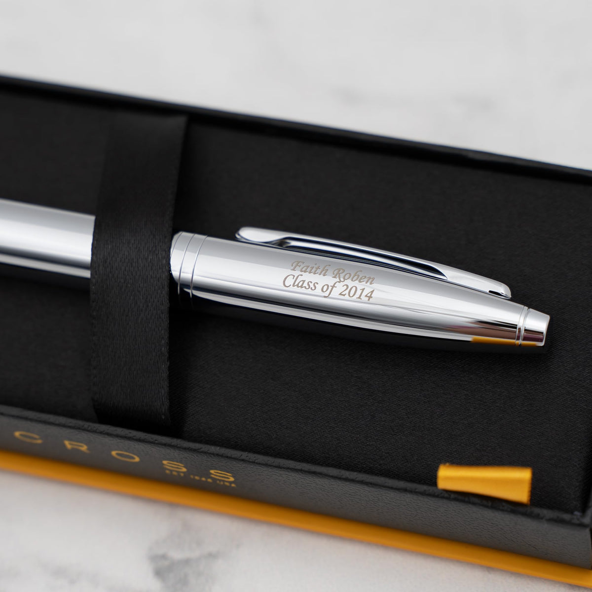 Cross Calais Personalized Ballpoint Pen in Chrome, 2 Line