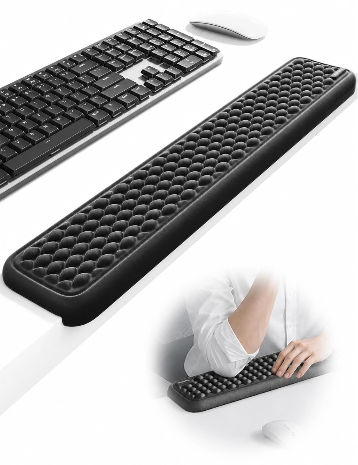 Vaydeer Ergonomic Full-Length L-Shaped Elbow Rest Pad, Desk Edge Pad, Black