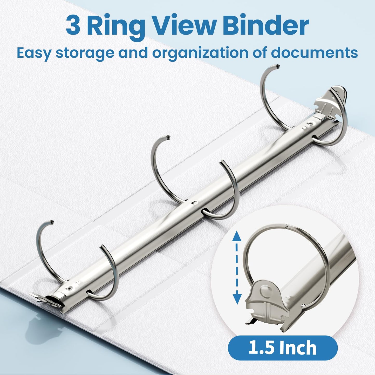 SUNEE 3 Ring Binders 1.5 Inch 10 Pack, Clear View Binders Three Ring PVC-Free (Fit 8.5x11 Inches)