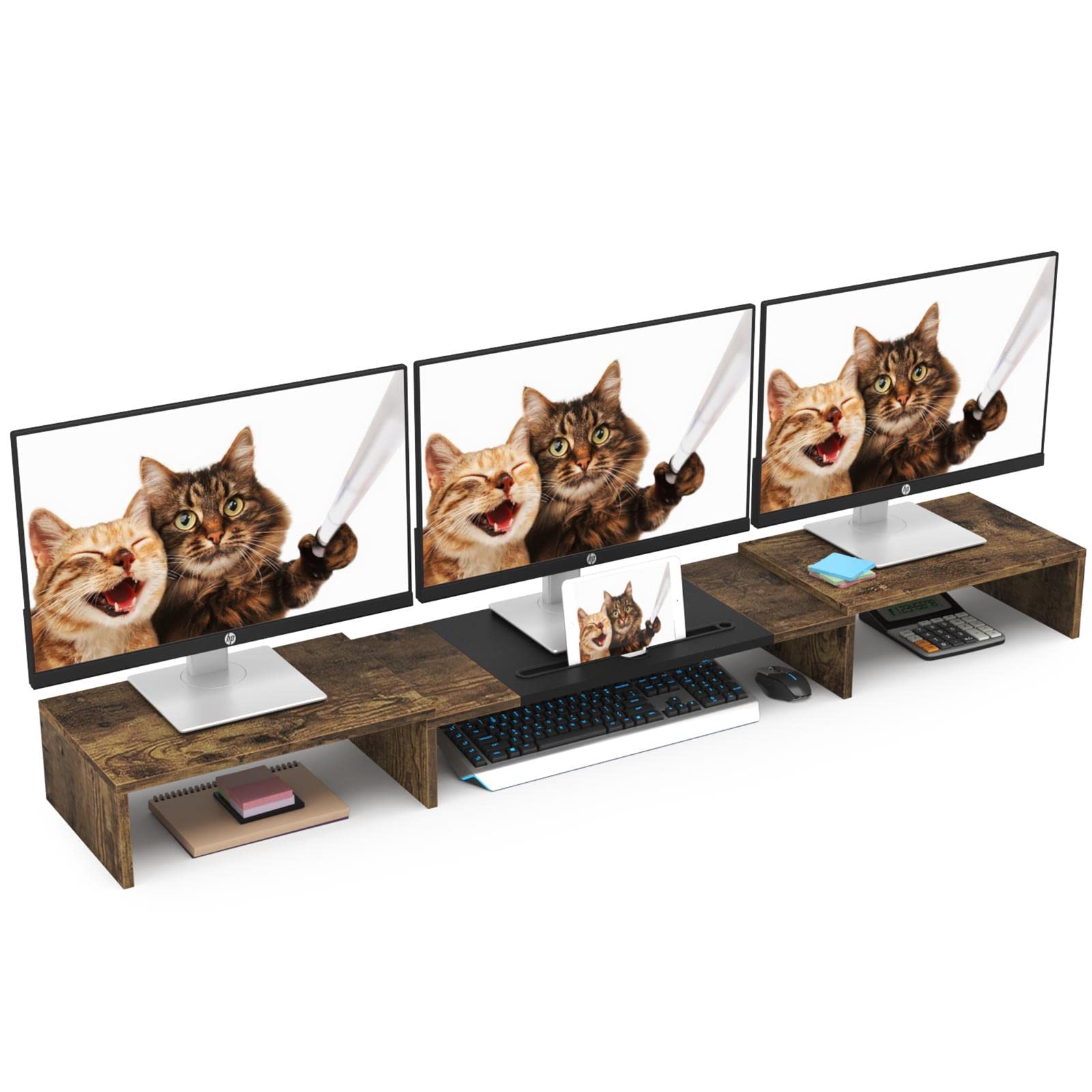 WESTREE Triple Dual Monitor Stand Riser, Extra Long Monitor Stand for 1~2~3 Monitors, Monitor Stand