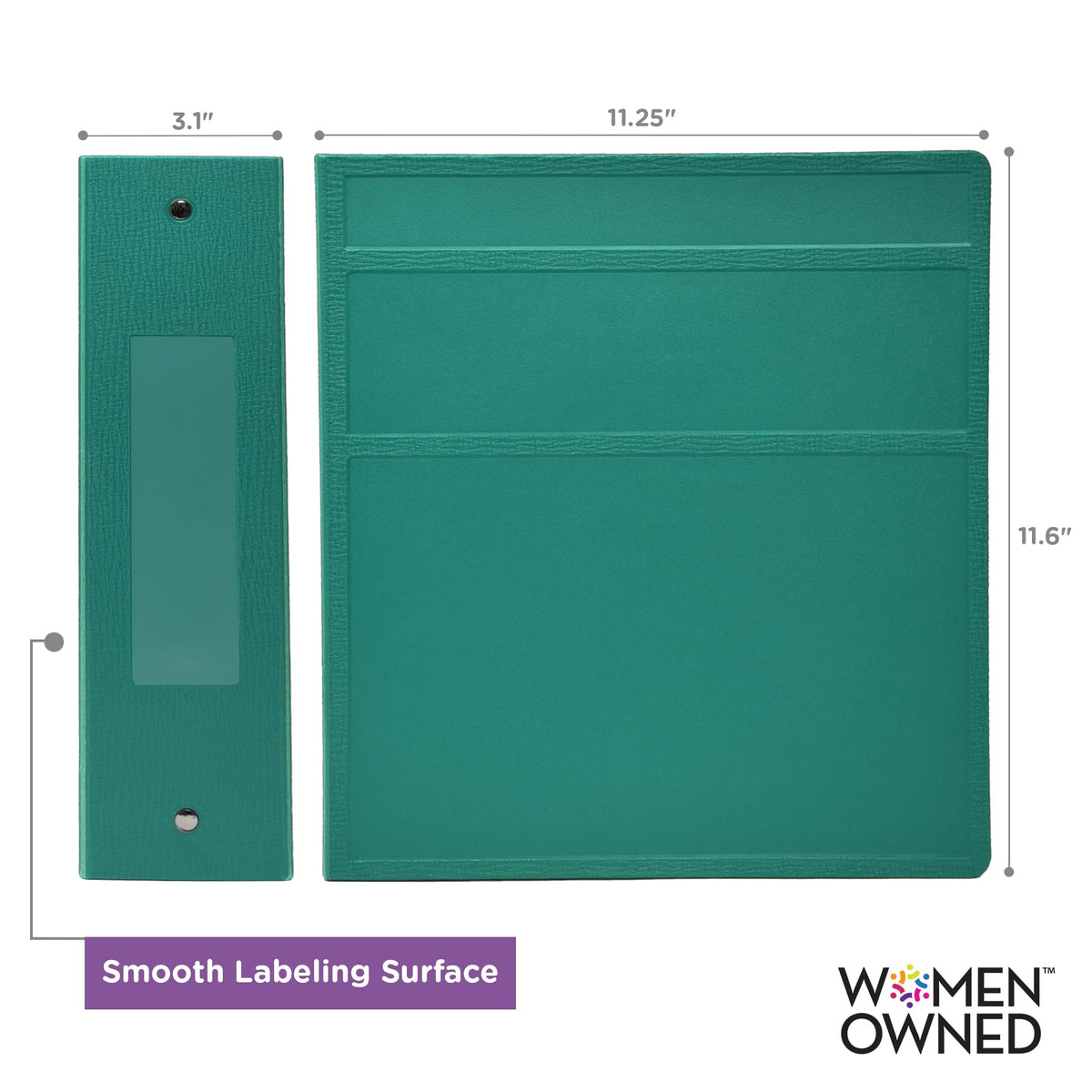 Carstens 3-Inch Heavy Duty 3-Ring Binder - Side Opening, Teal, Durable Plastic, Precision No-Gap