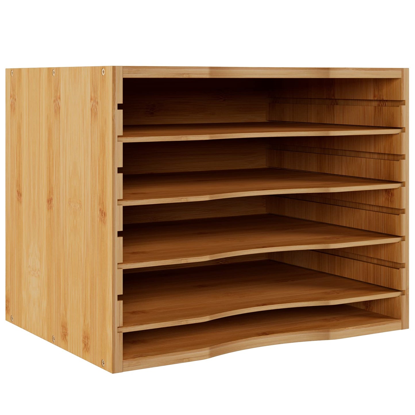 Bamjoy Bamboo 5 Tier Desktop Organizer, Paper Organizer Mail Sorter, File Holder Letter Document