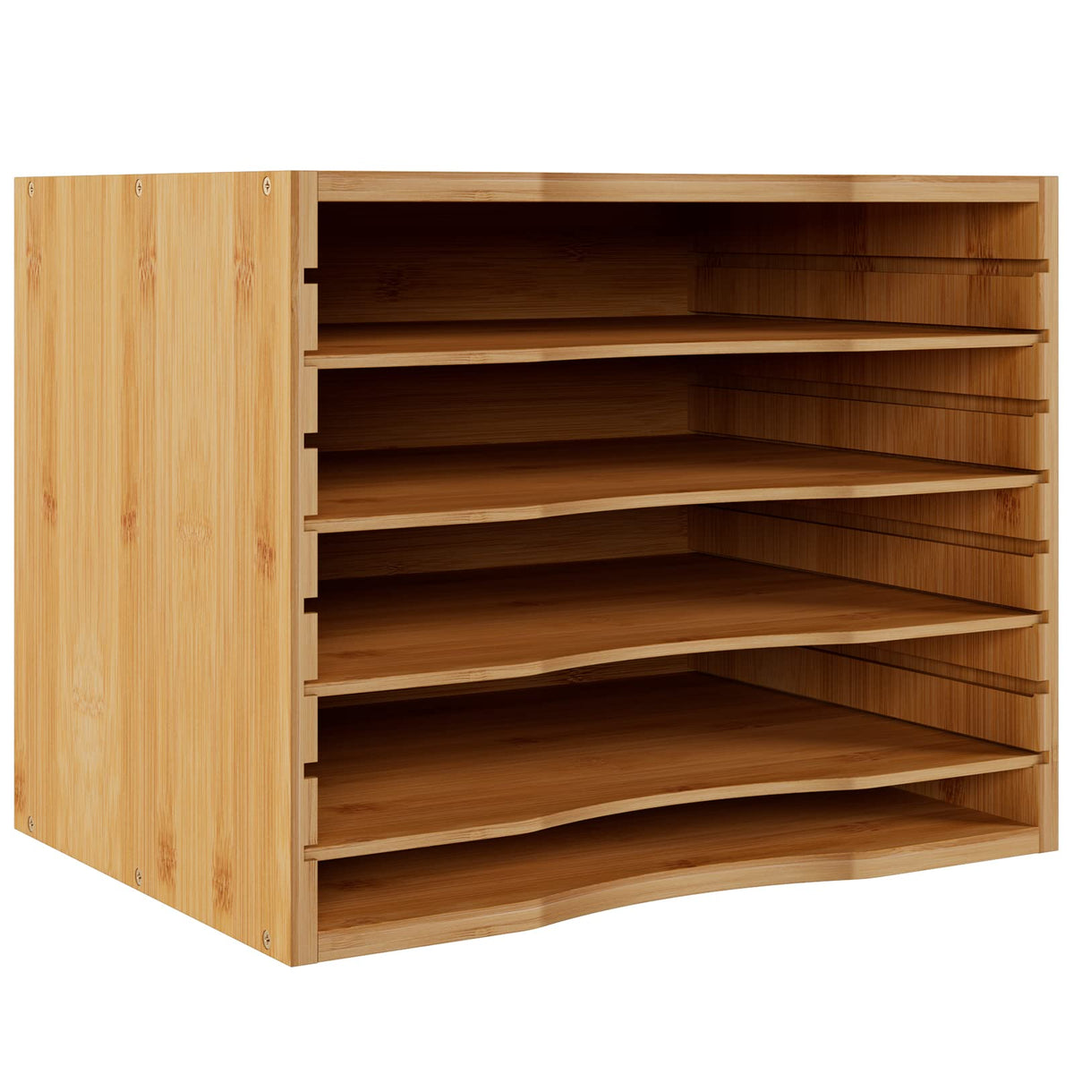 Bamjoy Bamboo 5 Tier Desktop Organizer, Paper Organizer Mail Sorter, File Holder Letter Document