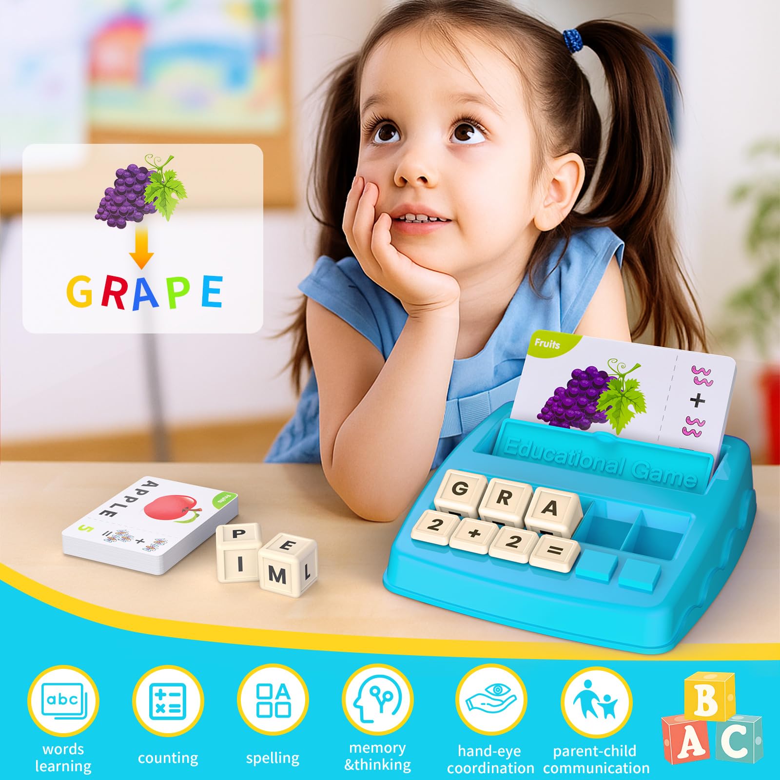 Educational Toys Learning Games for Kids 3-8, Matching Letter Spelling Early Math Game for