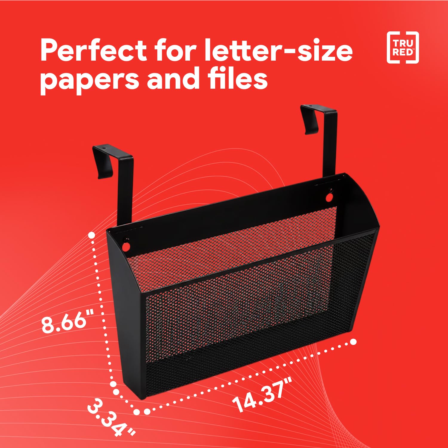 Staples TRU RED Mesh Letter Wall File, 1 - Pocket, Black - Wall - Mounted File Organizer for Mail