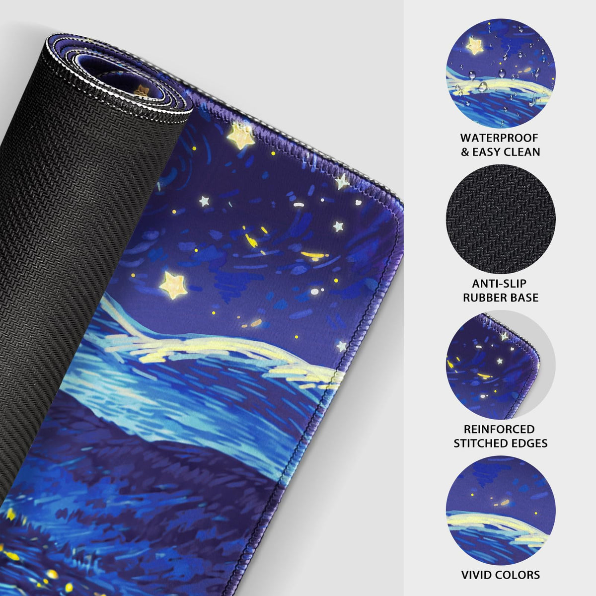 Mcapirivo Starry Night Cat Large Gaming Mouse Pad Desk Mat 31.5"x15.7"