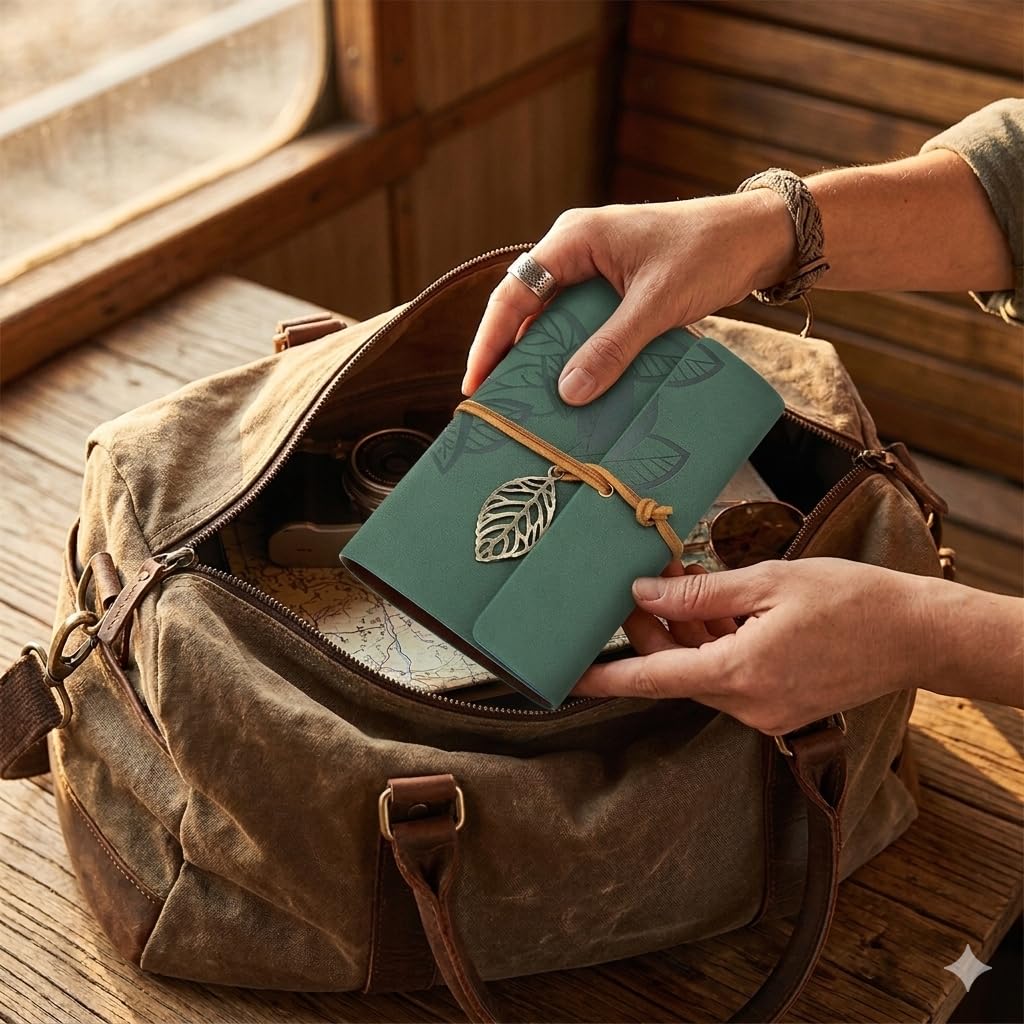 EvZ 5 Inch Mini Vintage Leather Journal, Pocket Size Refillable Loose Leaf Notebook, Retro Dark