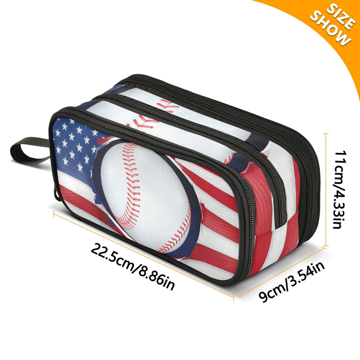 XUWU American Flag Baseball Large Capacity Pencil Case Pencil Pouch Pen Box