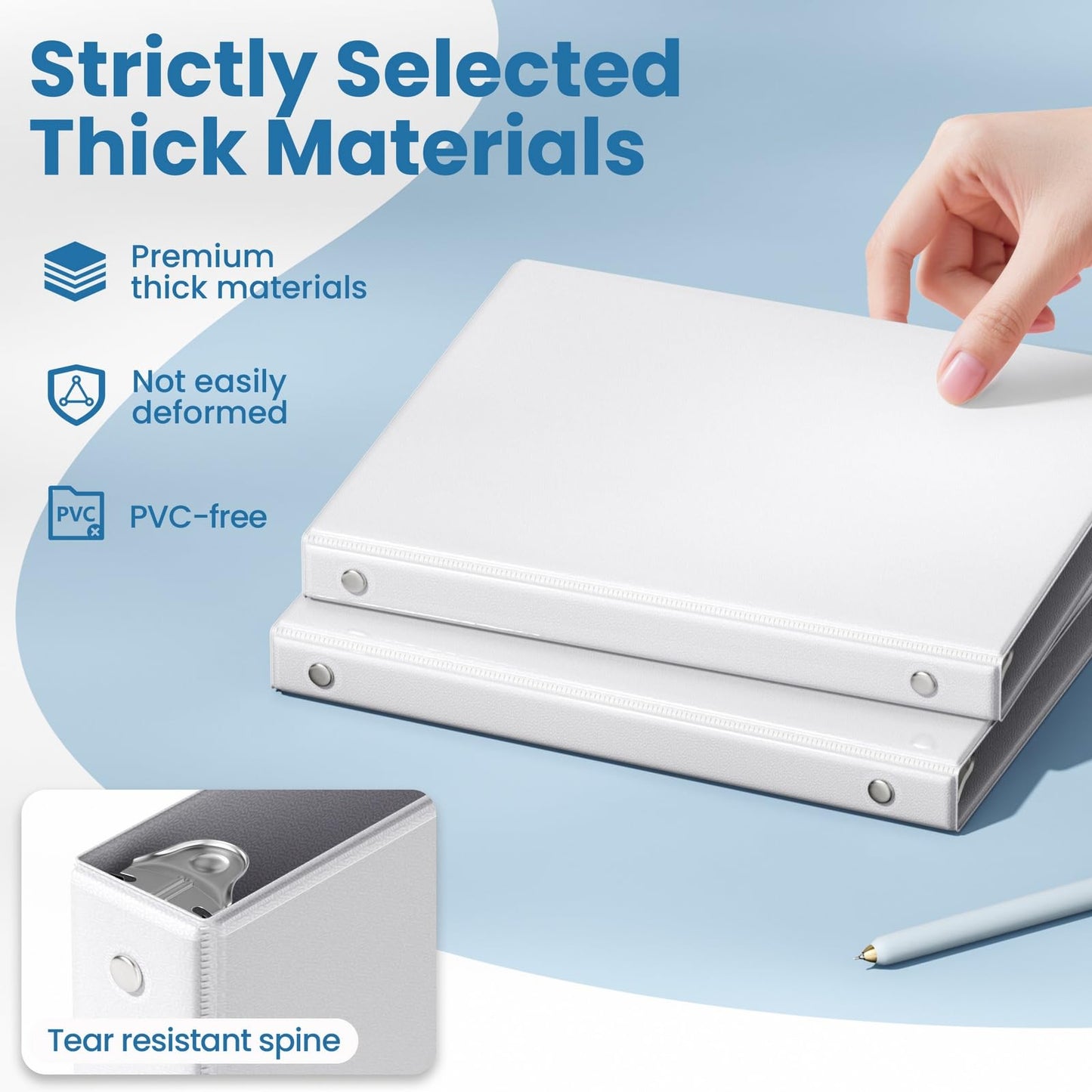SUNEE 1/2 Inch Binders 3 Ring 10 Pack Bulk, PVC-Free Clear View Half Inch Binders (Fits 8.5x11