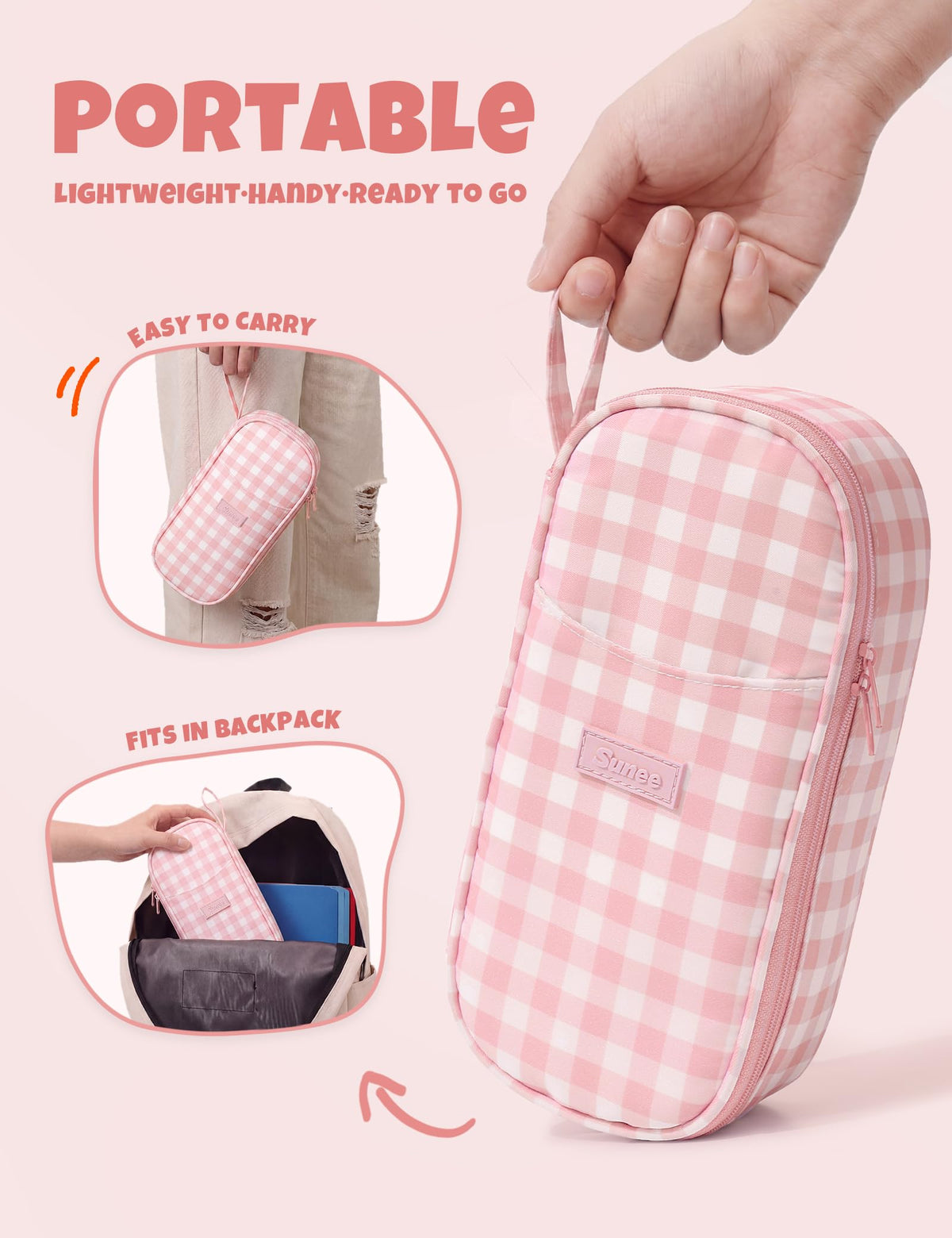 SUNEE Cute Pencil Case, Large Colored Pencil Pouch, Aesthetic Pen Bag with Zipper, Kawaii