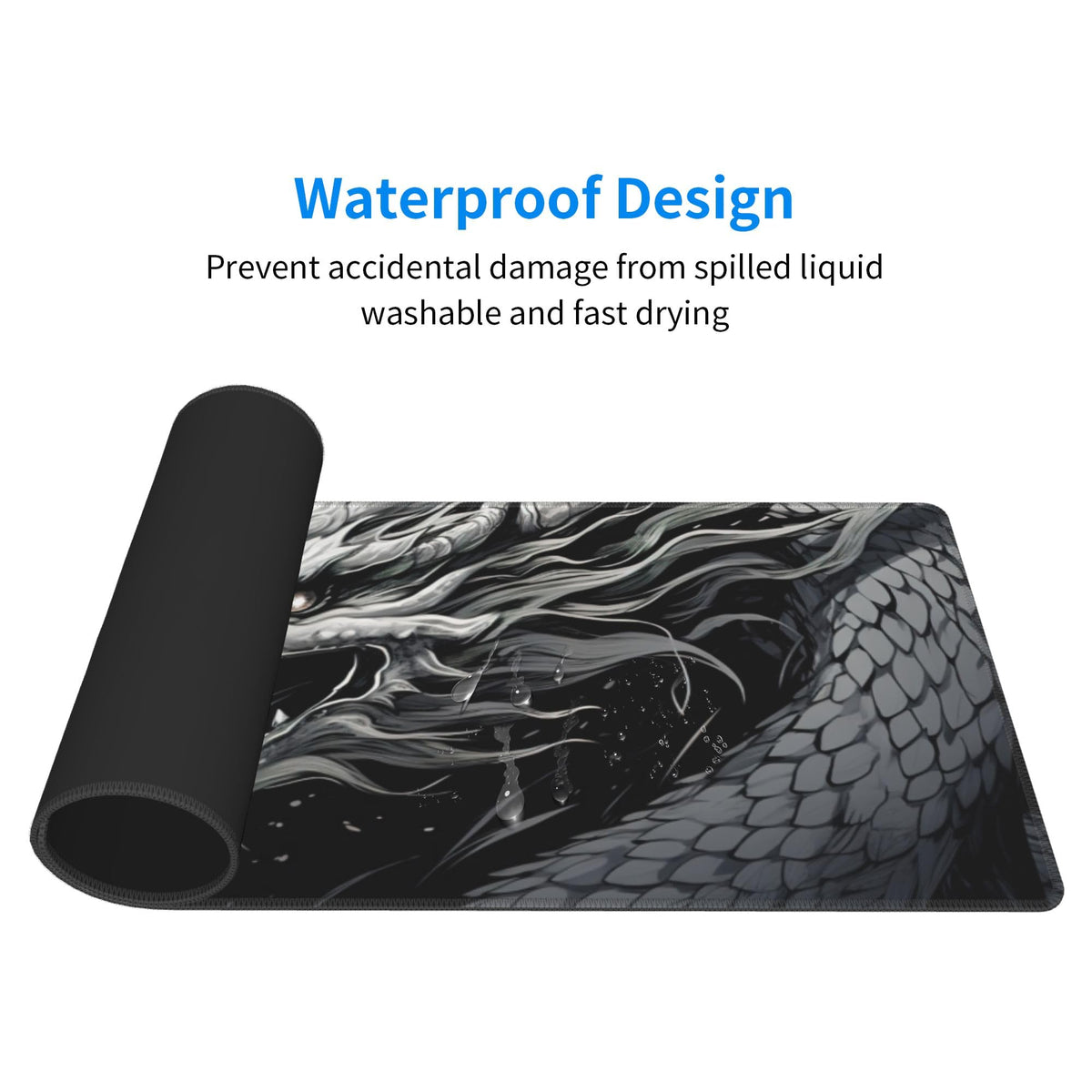 DNOVING Large Size Eastern Dragon Print Gaming Mouse Pad 31.5 x 12 Inch, Stitched Edges, Anti-Slip