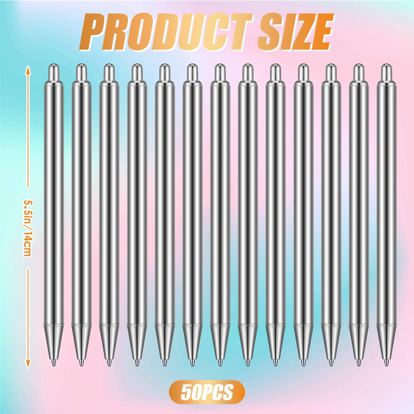 Qilery 50 Pcs Sublimation Pen Blank Epoxy Stainless Steel Blank Pen for DIY