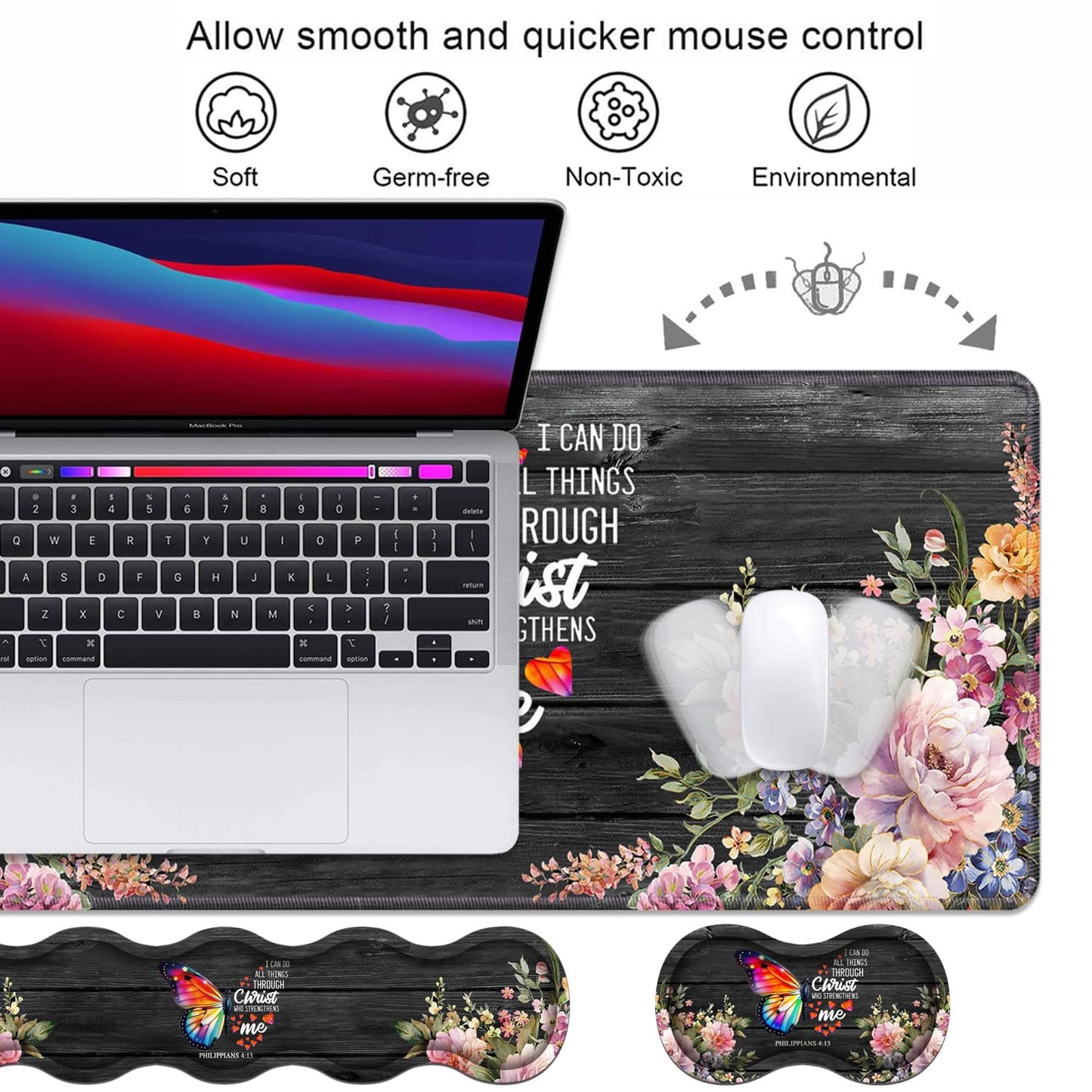 Ergonomic Keyboard Wrist Rest & Mouse Pad Wrist Rest Set, Large XXL Gaming Desk Mat 31.5"x 11.8"