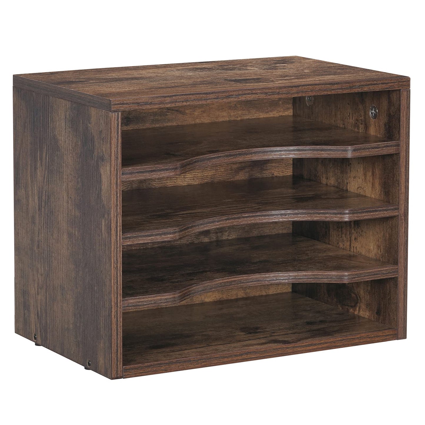 Snughome Vintage Wood File Organizer Desktop, 13.4’’ Document Letter Mail Tray Sorter with 3