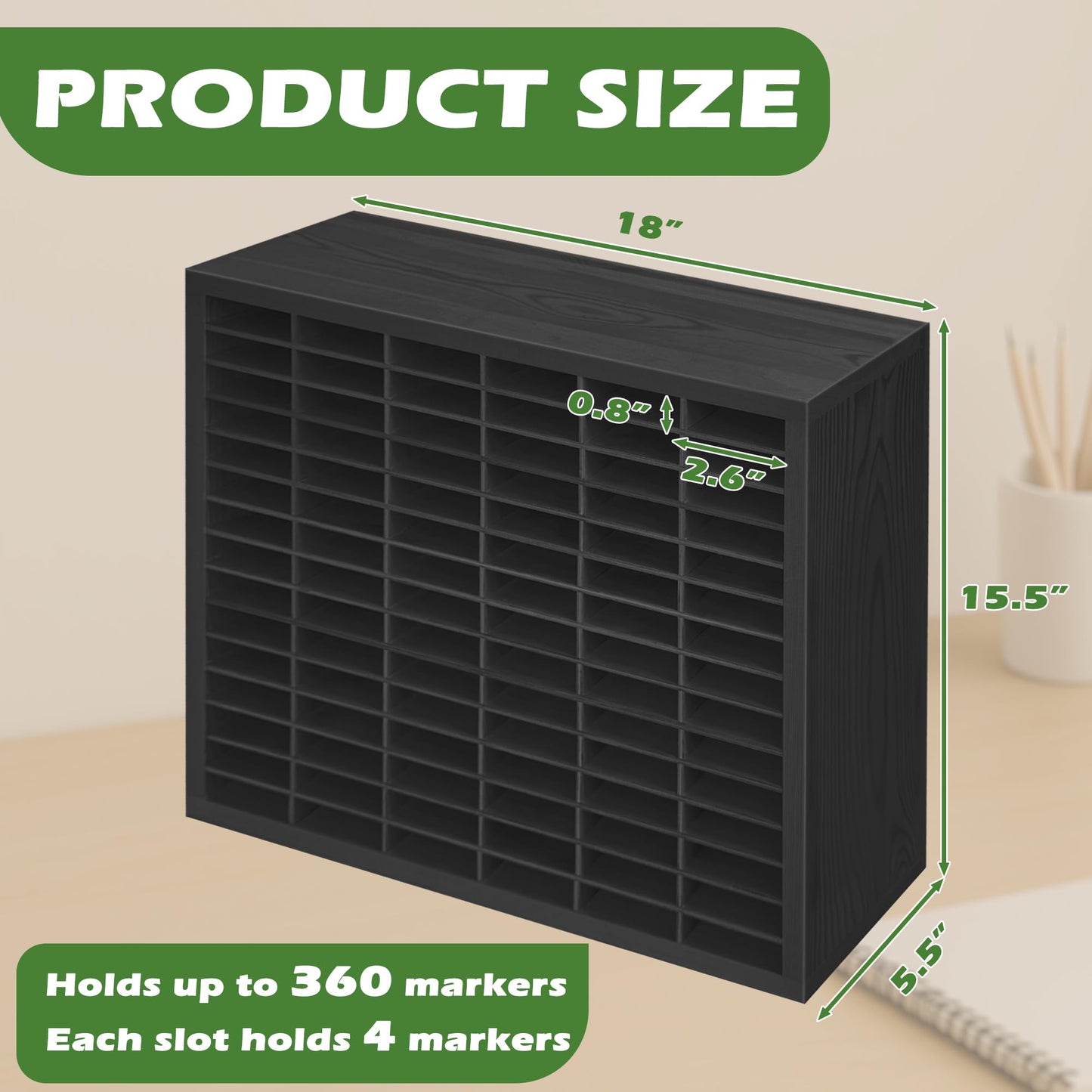 PROLEE Markers Organizer with 90 Compartments for 360 Marker Storage Art Pens Storage