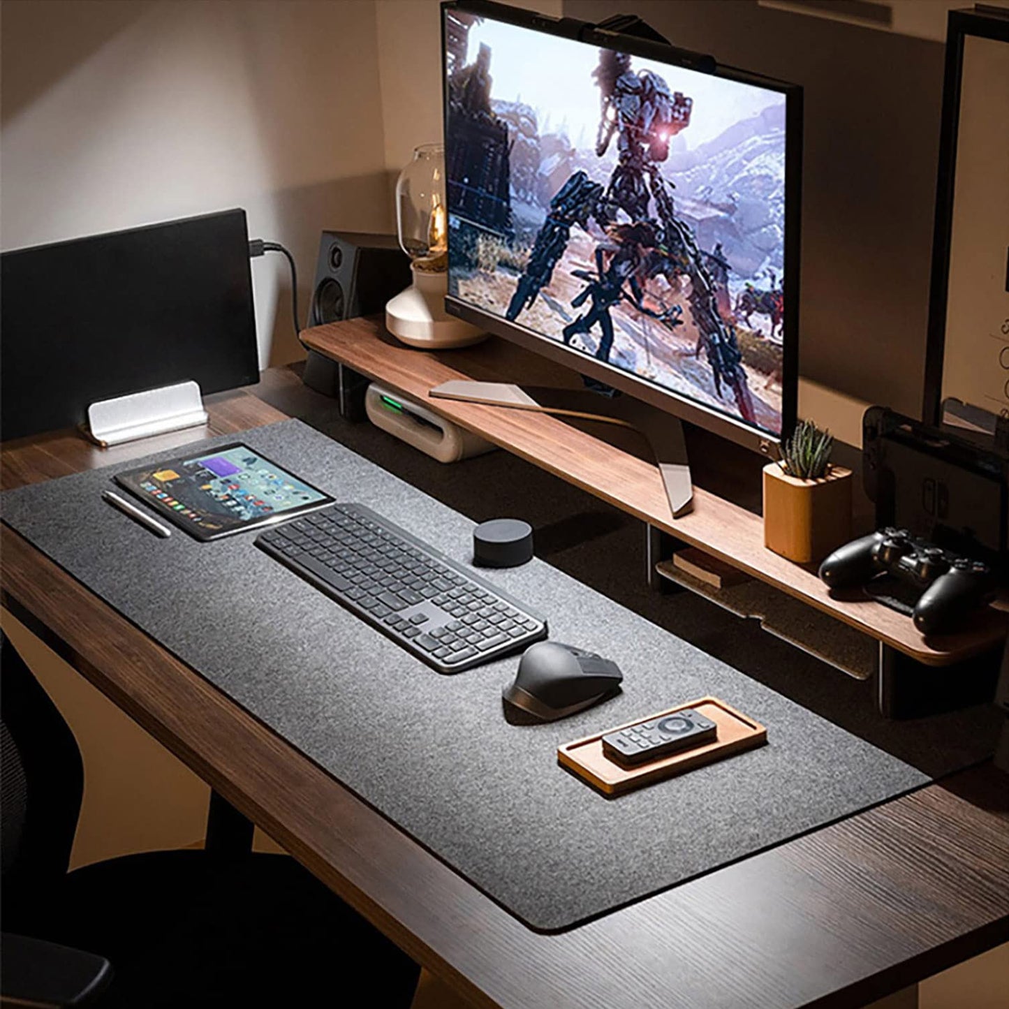 DAWNTREES Non-Slip Felt Desk Mat,36 x 16 Inches Large Desk Pad Protector