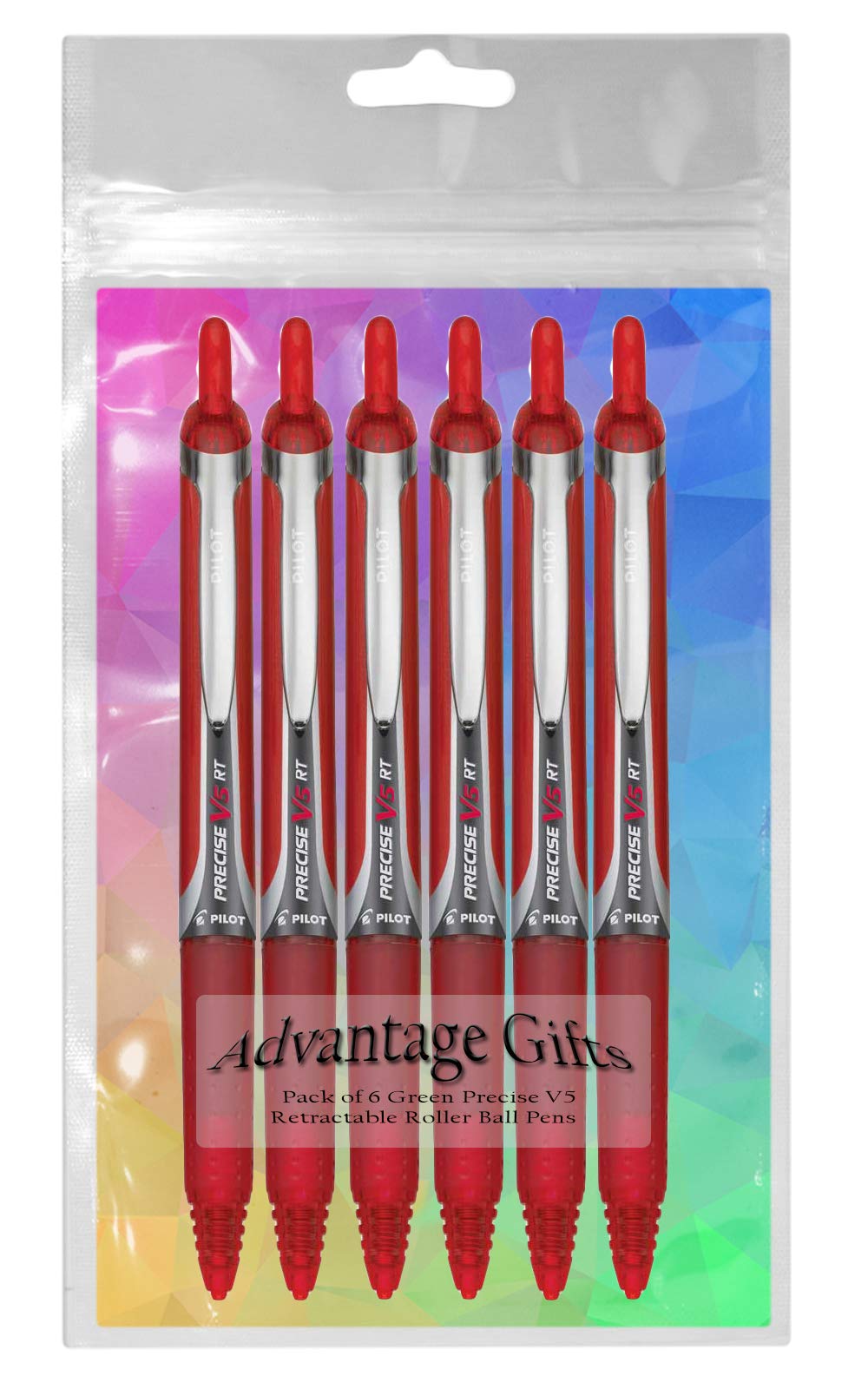 Precise V5 RT Retractable Rollerball Pens, 0.5mm Extra Fine, Red, 6-PK