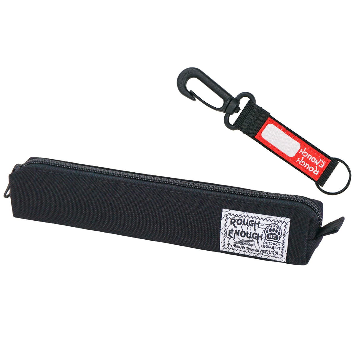 Rough Enough Small Pencil Case, Aesthetic Slim Pen Pouch for Campus, Black