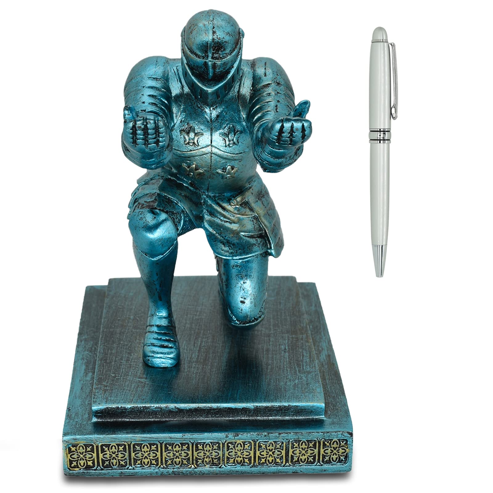 Miyolo Knight Pen Holder Kneeling Soldier Pencil Stand Desk Organizers Accessories Fancy Cool