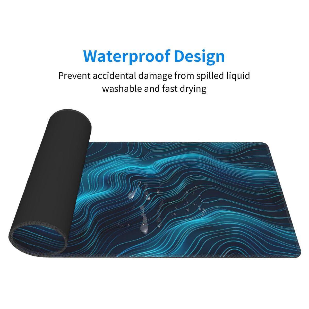 Keebik Gaming Mouse Pad, Black Teal Blue Mouse Pad 11.8x23.6 Inch Large Extended Computer Mouse Mat