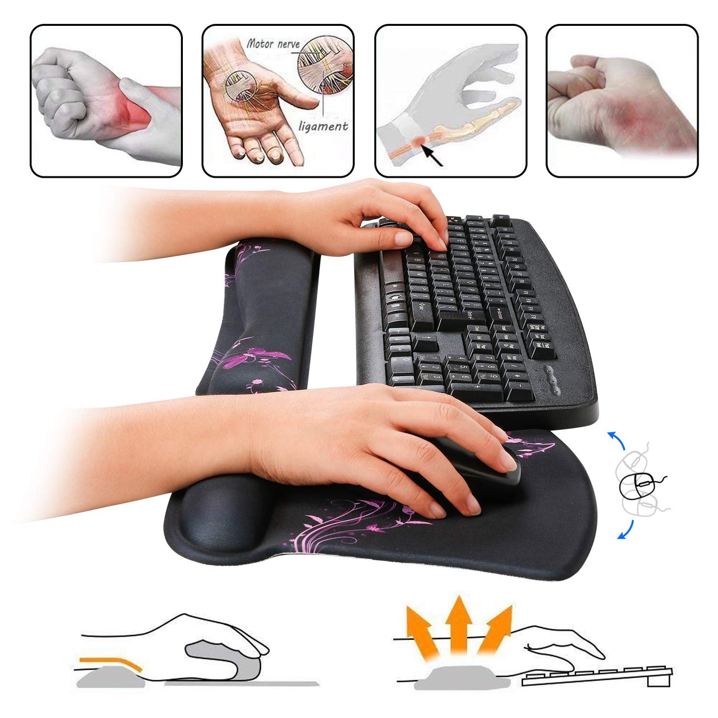 RICHEN Keyboard Wrist Rest Pad and Mouse Wrist Rest Support Mouse Pad Set,Durable & Comfortable &