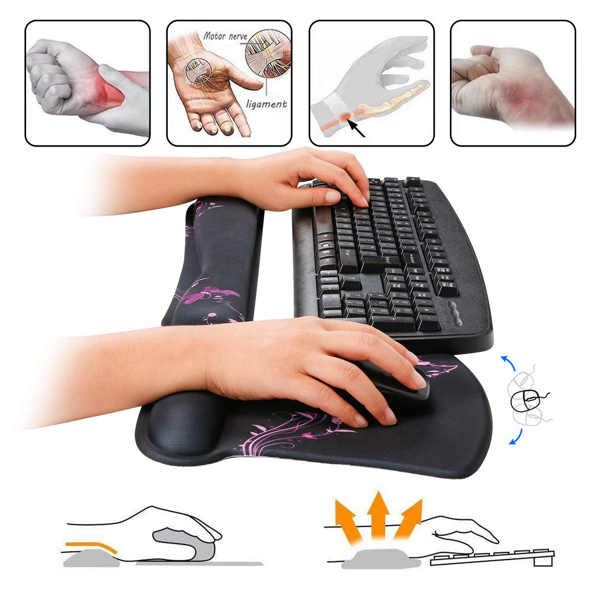 RICHEN Keyboard Wrist Rest Pad and Mouse Wrist Rest Support Mouse Pad Set,Durable & Comfortable &