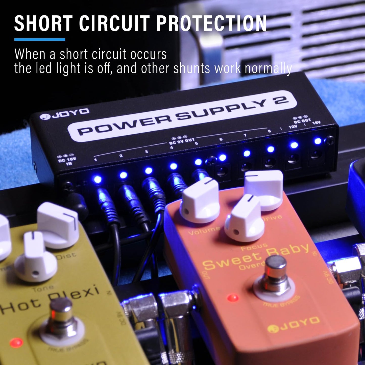 JOYO Guitar Pedal Power Supply 10 Isolated Output DC 9V 12V 18V Options for Distortion, Reverb