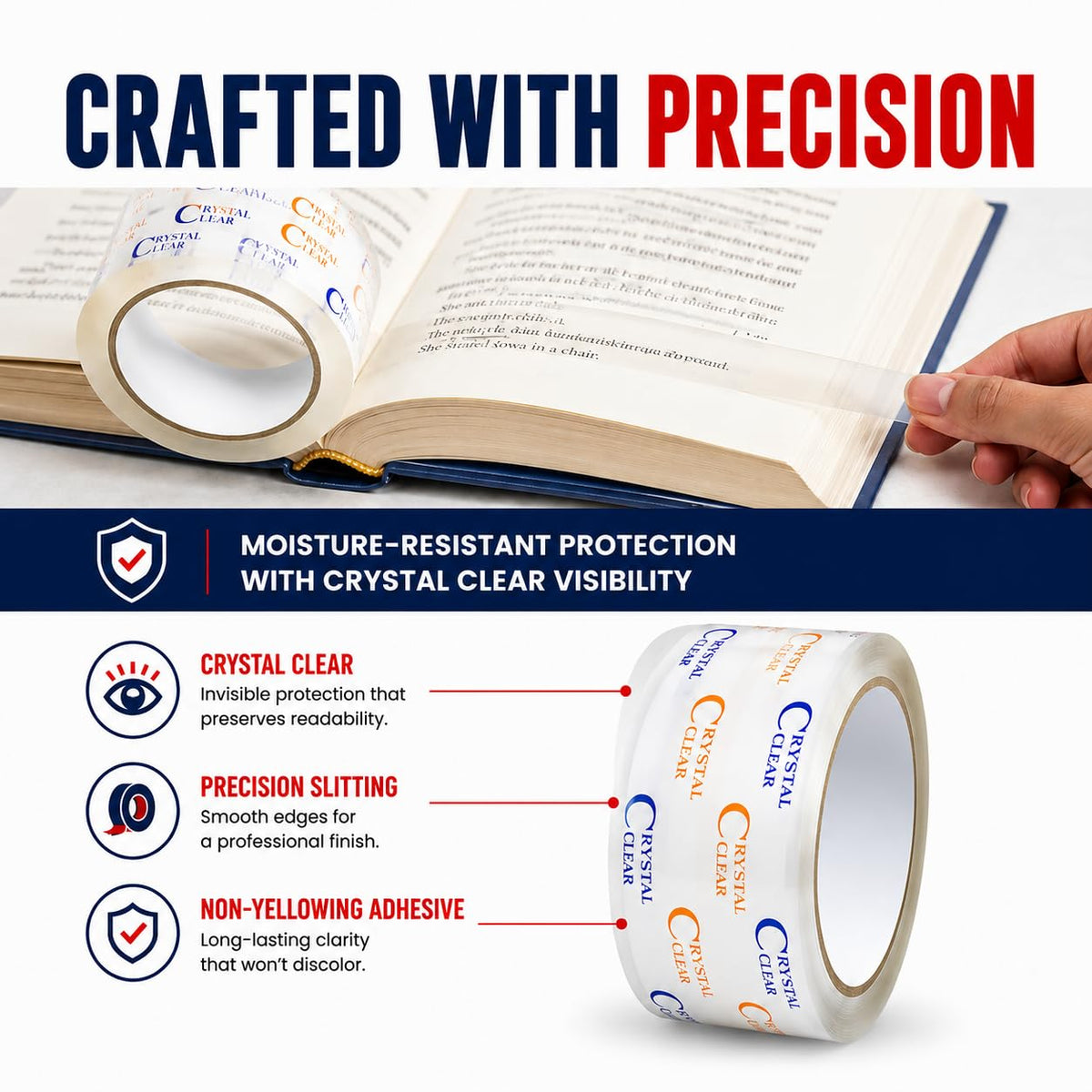 GGR Supplies LP-20CC Crystal Clear Book Repair Tape, 3 Inch x 72 Yards, Label Protection & Binding
