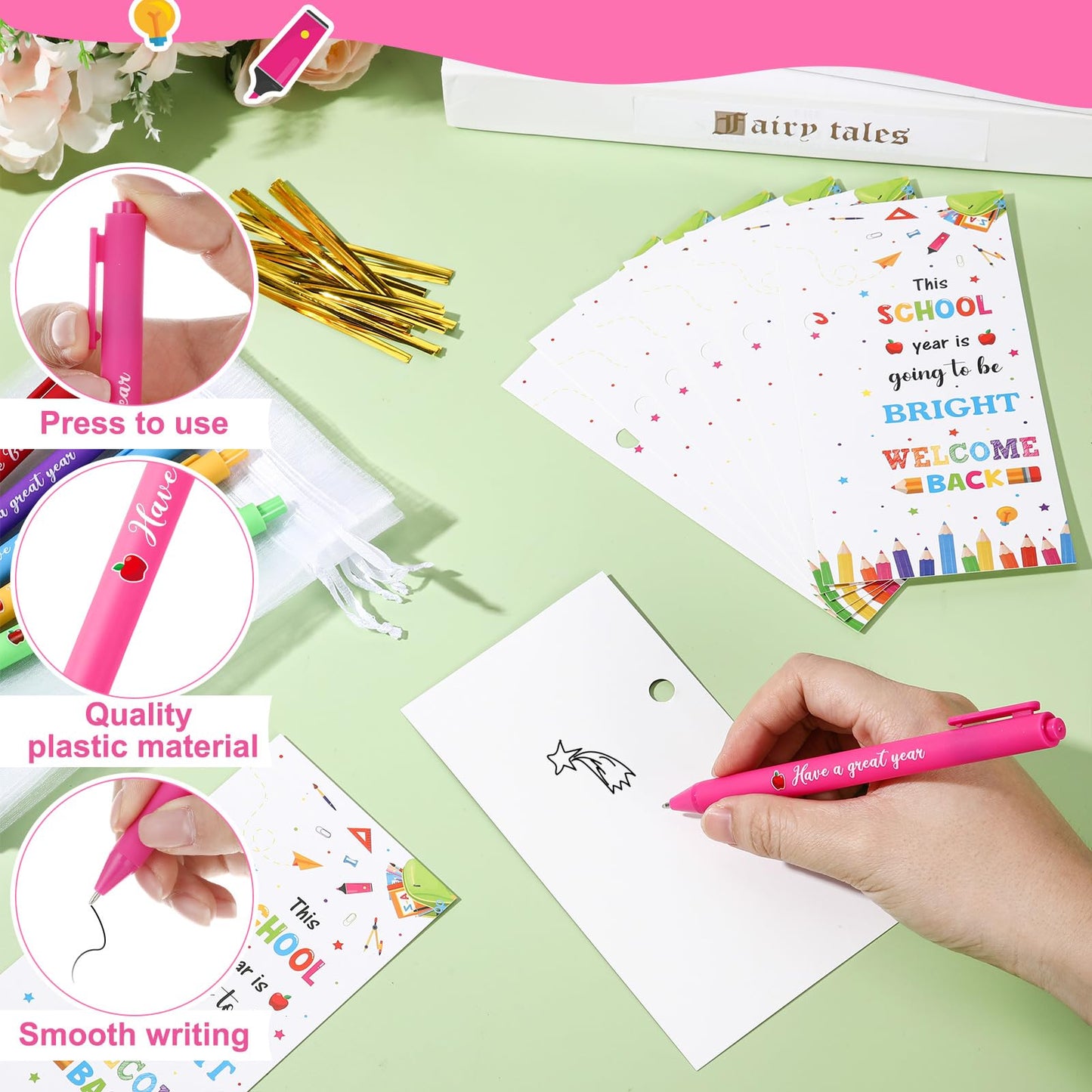 Marspark 30 Set Welcome Back to School Gifts Bulk Ballpoint Pens and Cards