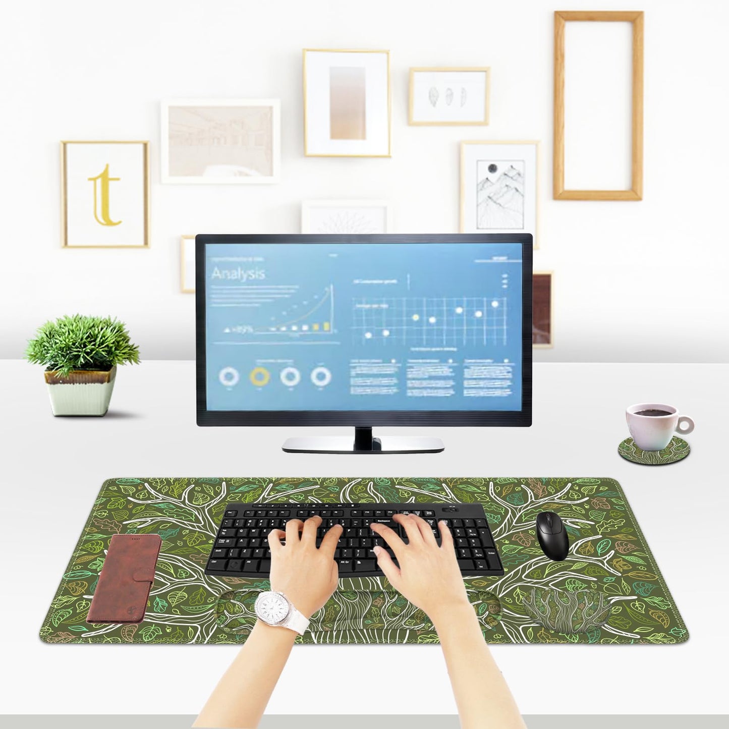 ToLuLu Desk Mat, Gaming Mouse Pad Wrist Support 4 in1 Set, XXL Large Mouse Pad + Keyboard Wrist