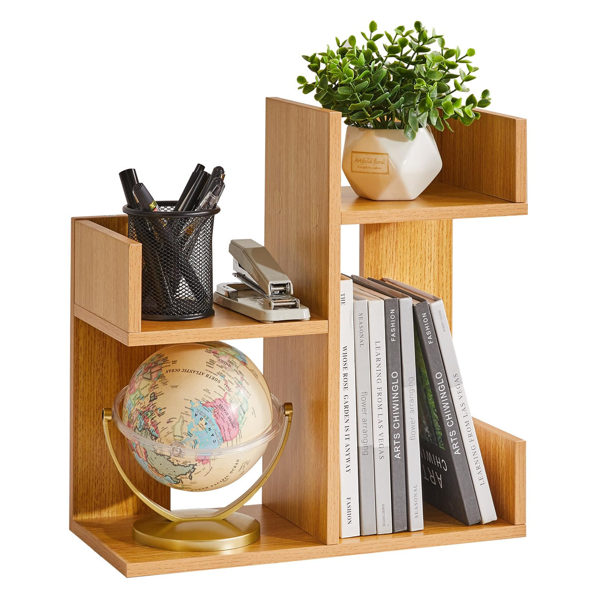 Aibiju Short Bookshelf Small Desk Organizer, Cactus Bookshelf Unique Bookcase, Book Display Shelf