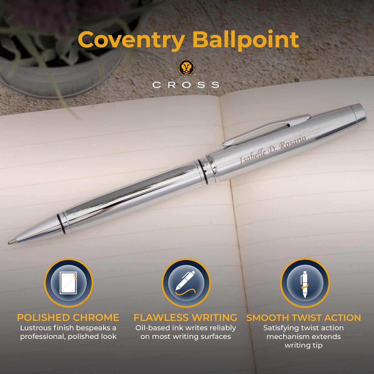 Cross Coventry Personalized Ballpoint Pen in Polished Chrome