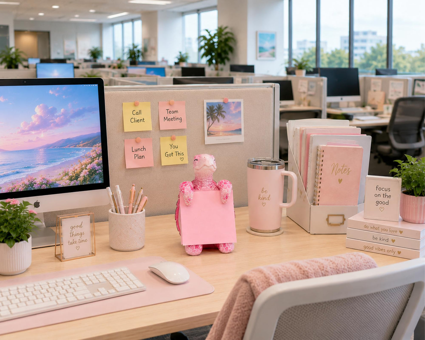 HORTIX Sea Turtle Pop-Up Sticky Note Dispenser for 3 x 3 in Notes, Pink